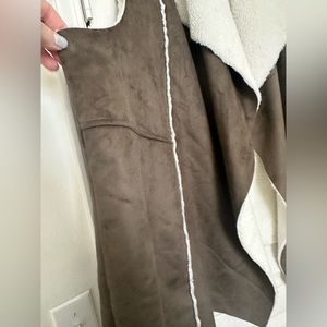 Susina 3X Suede-feel brown vest with faux fur lining